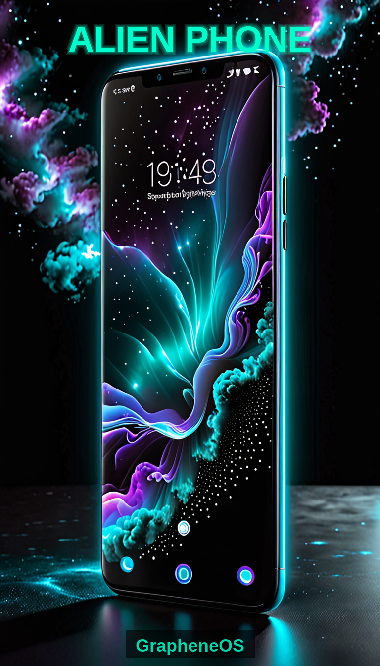 Schwebendes Pixel mit GrapheneOS im Weltraum