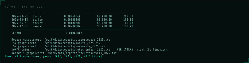 System log during calculation
