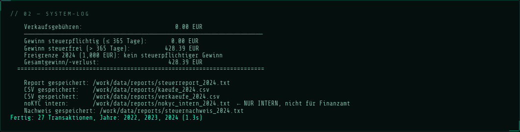 System-Log während der Berechnung